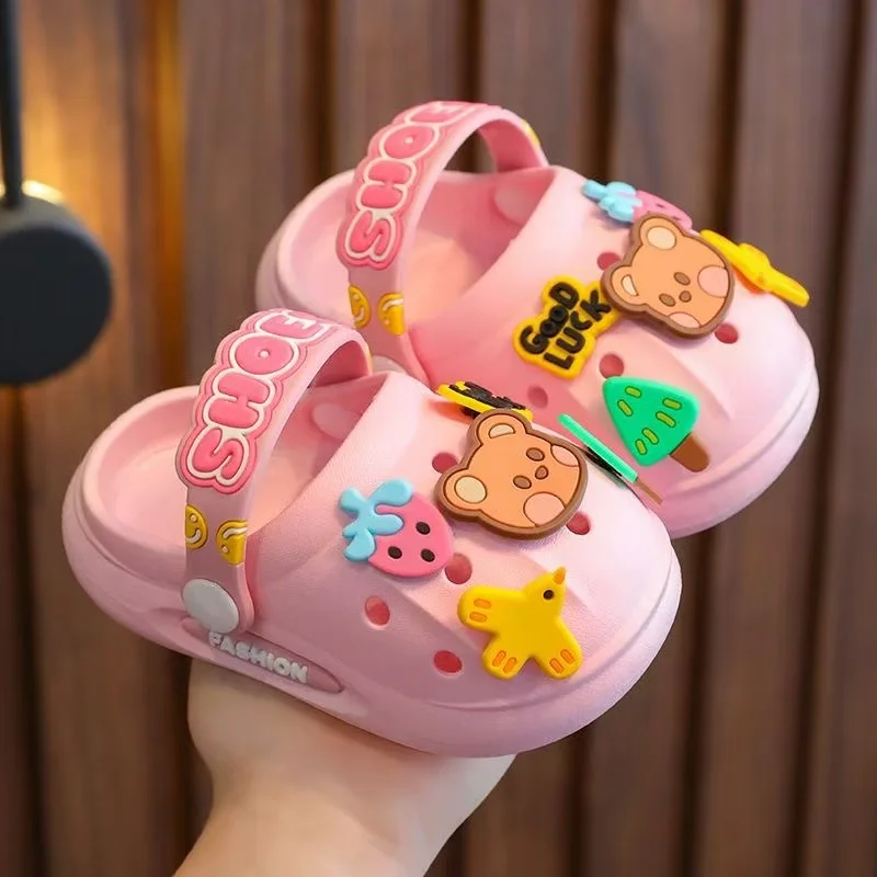 Factory Direct Sell Summer Baby Boys PVC Non Slip With Cute Cartoon Charms Walking Sandal Kids Comfortable Clogs