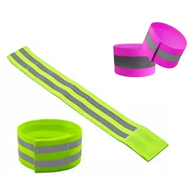 wholesale bracelet outdoor jogging printing 5cm orange tape band elastic reflective safety armband reflex running wristband