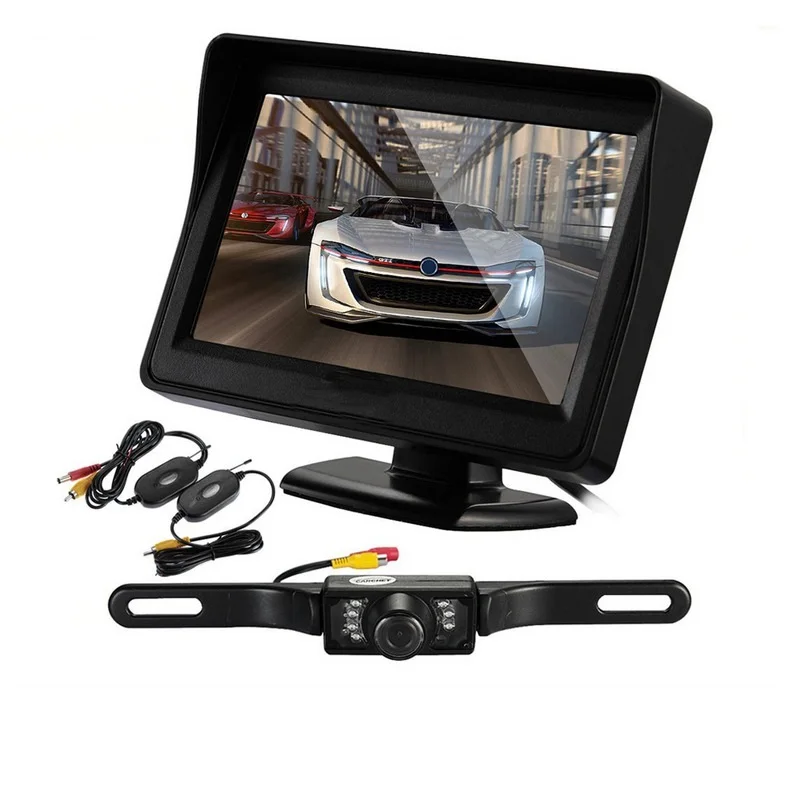 4.3 inch Wireless Car Monitor Backup Camera Rear View Parking Camera for Pickup Truck Minivan 12V Reversing Image