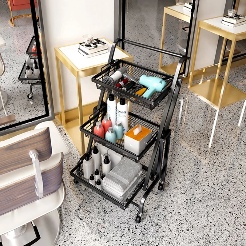 
Hot sale folding Metal 3-Tier trolley organizer kitchen Rolling Storage Rack with kitchen trolley 