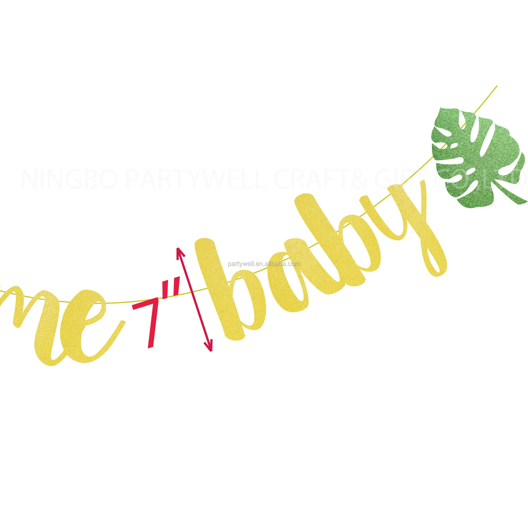 Partywell Baby Shower Glitter Welcome Baby Tropical Palm Leaves Banner Party Supplies Decorations Photo Booth Props