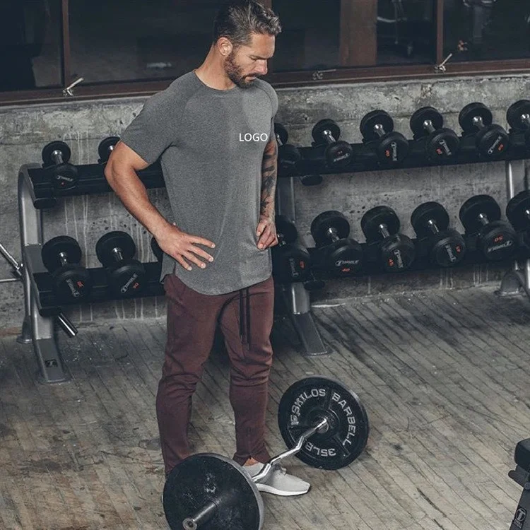 Оптовая продажа заказной хлопок реглан с коротким рукавом футболка Чистый Спорт Тренажерный зал Slim Fit Мужская футболка