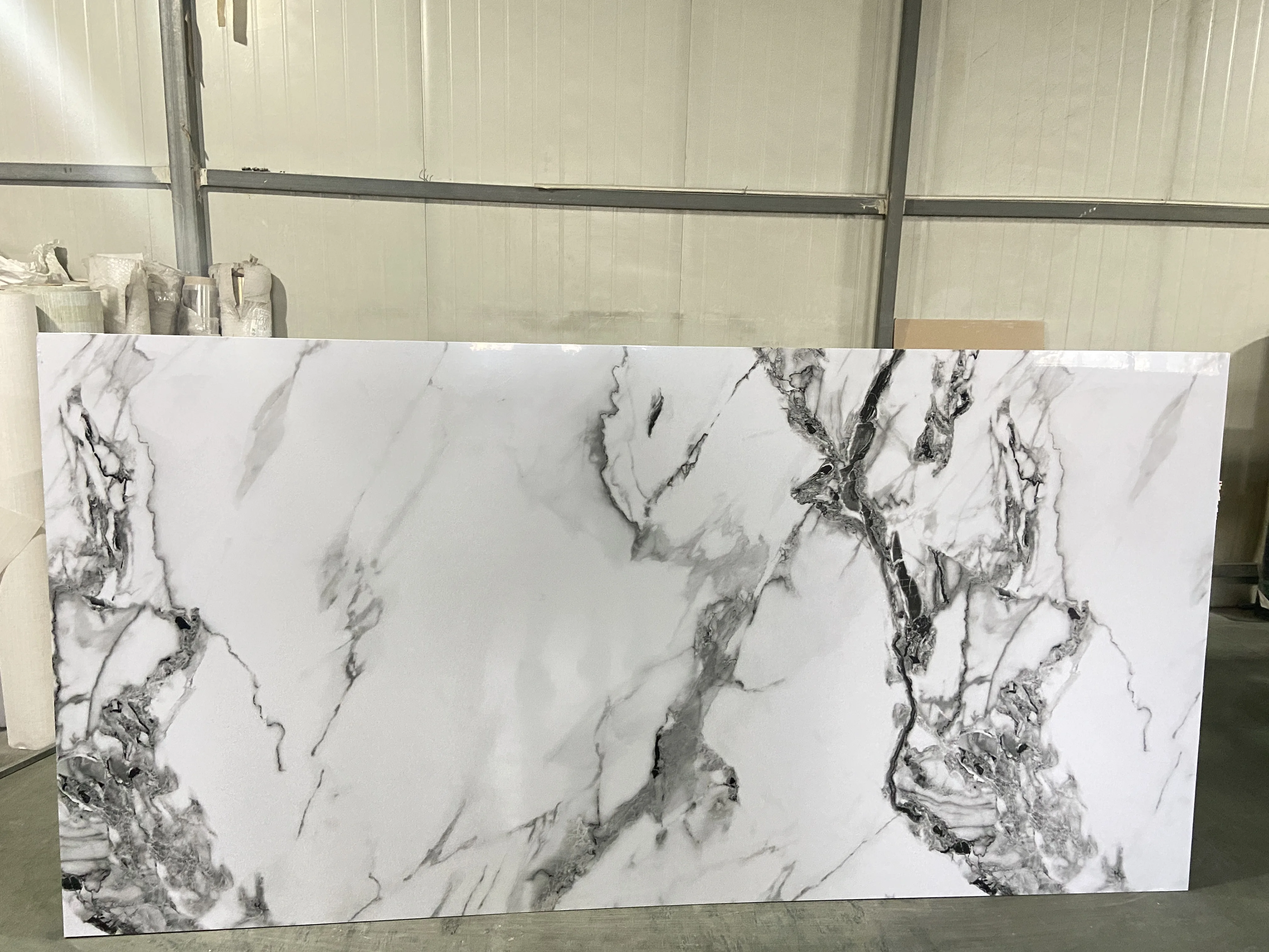 PVC glossy dark marble sheet for interior wall decoration