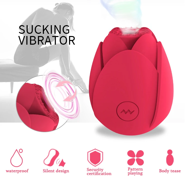 Manufacturer Wholesale Red Cute Yoni rose suction vibrator pink flower vibrator rose vibrator sex toy