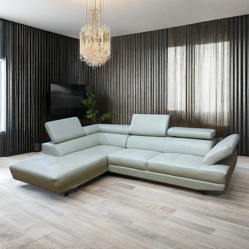 Competitive Price Adjustable Headrester L Shape Couch Leather Lawson Sofa