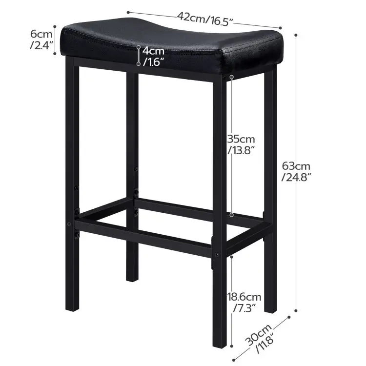 HOOBRO Saddle Stools with Upholstery Set of 2, Dining Room Chairs Without Back, Counter Height Bar Stools with Curved Surface