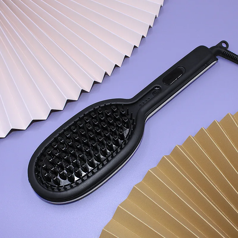 Professional Flat Iron 2 in 1 LCD Display Hair Straightener Multifunctional Titanium Hair Straightener Comb Curling Iron Brush