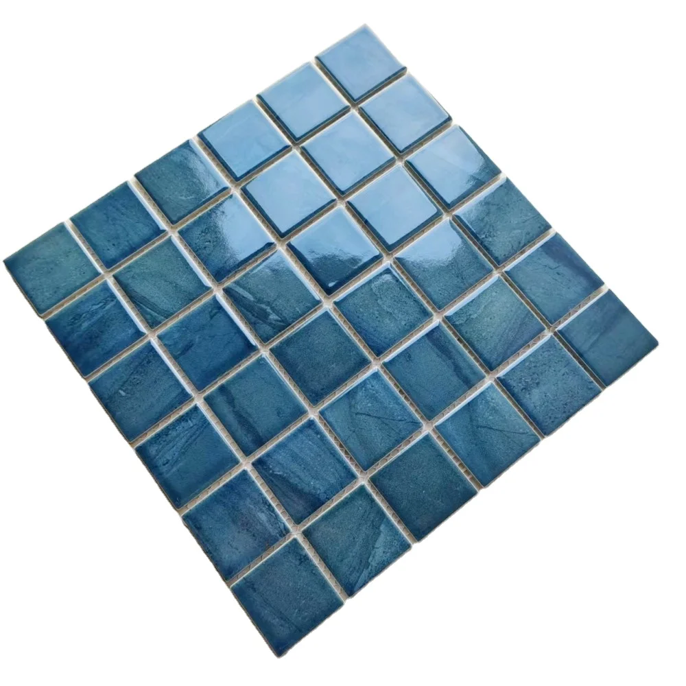 Hot Sale Blue color design glazed porcelain ceramic mosaic tile swimming pool