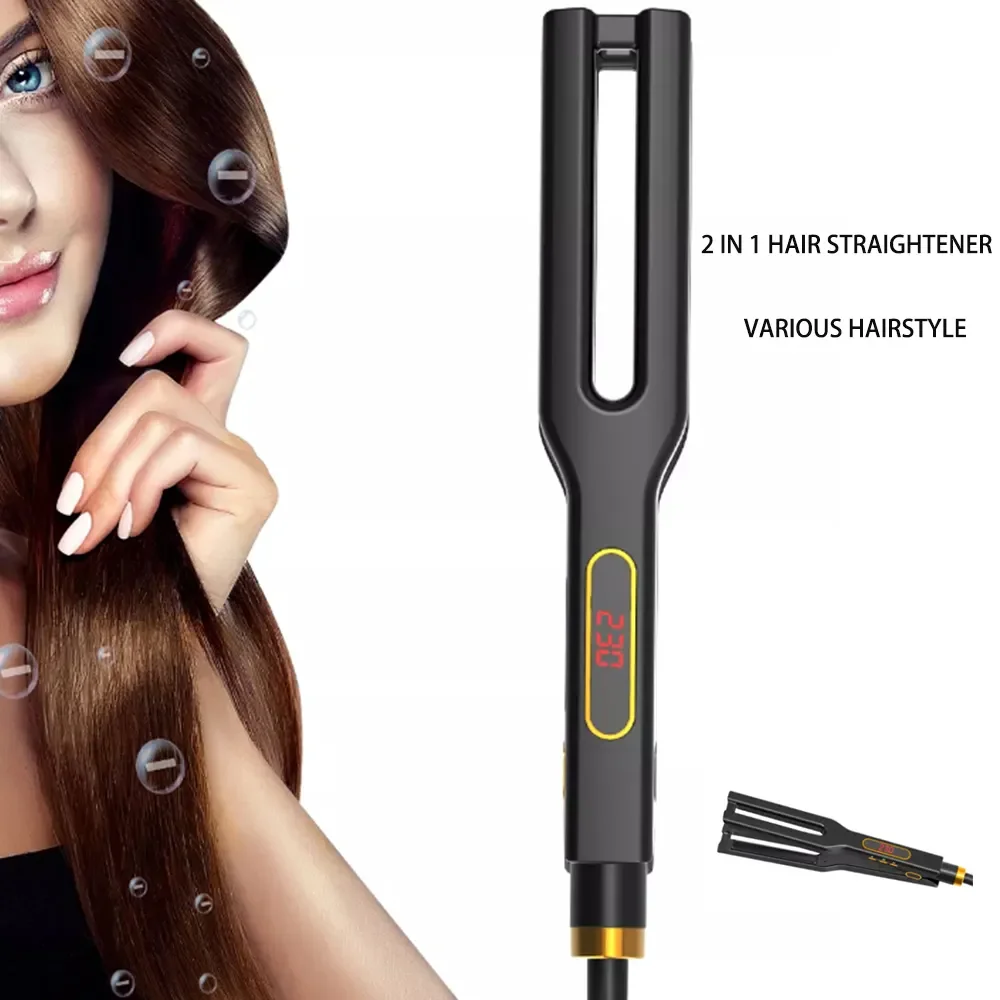Salon Travel portable 450f double heating plate negative ion black dry and wet dual use hair straightener flat iron