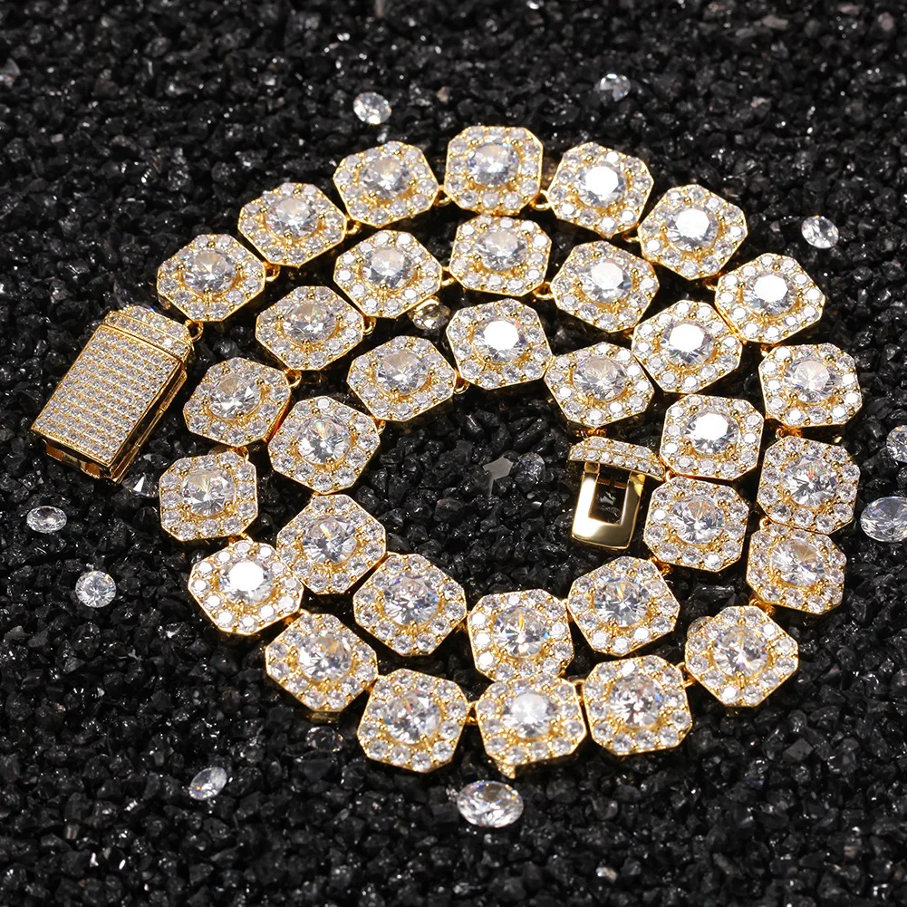 В стиле «хип-хоп» колье ожерелье ювелирные изделия 18k позолоченные льдом лаборатории кластерный теннис