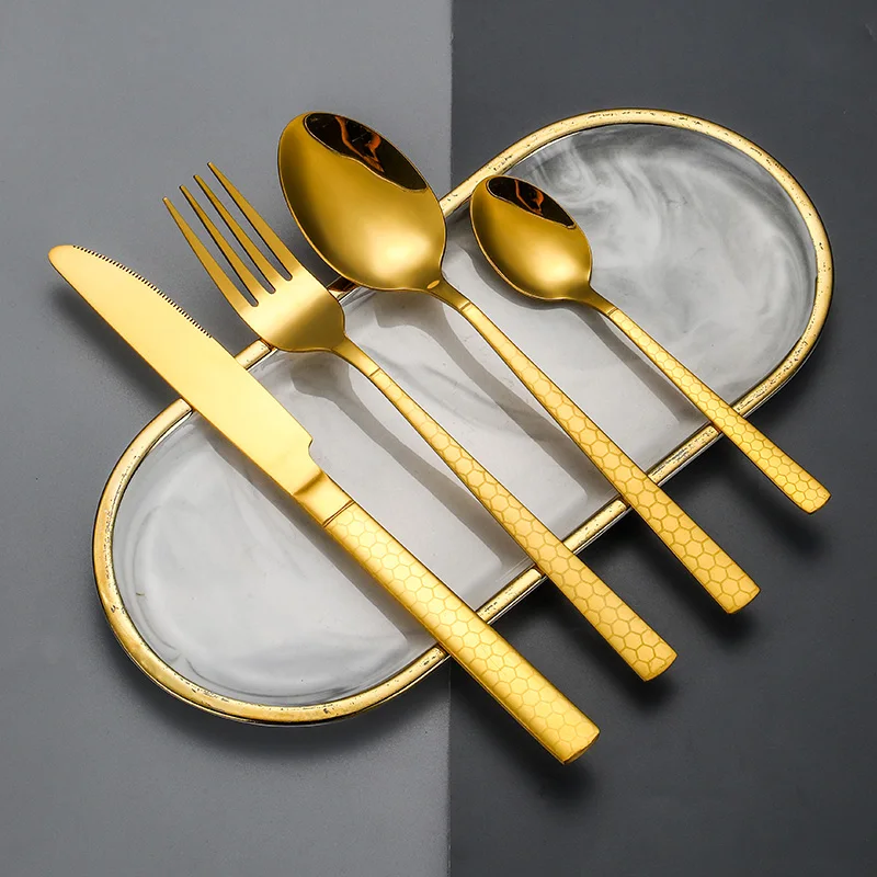 Bulk High Quality Stainless Steel Cutlery Set Service Knife Fork Spoon Serving Dishwasher Safe Flatware Set