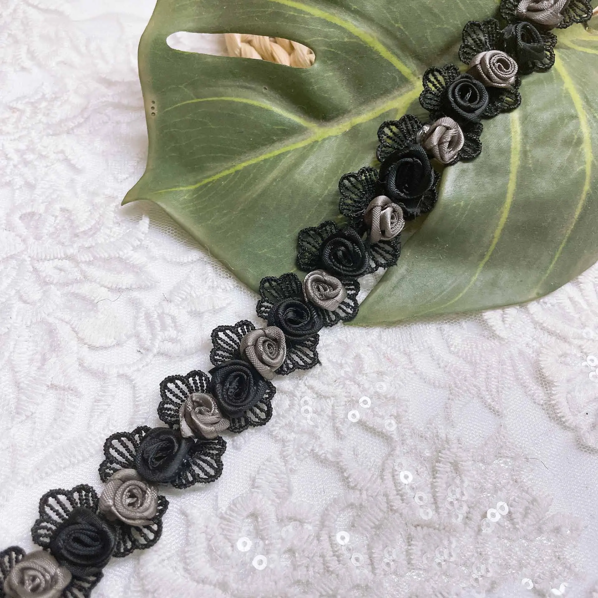 JFL021 Flower Lace Handmade Diy Rose Clothing Accessories embroidery Lace Trim Water Soluble