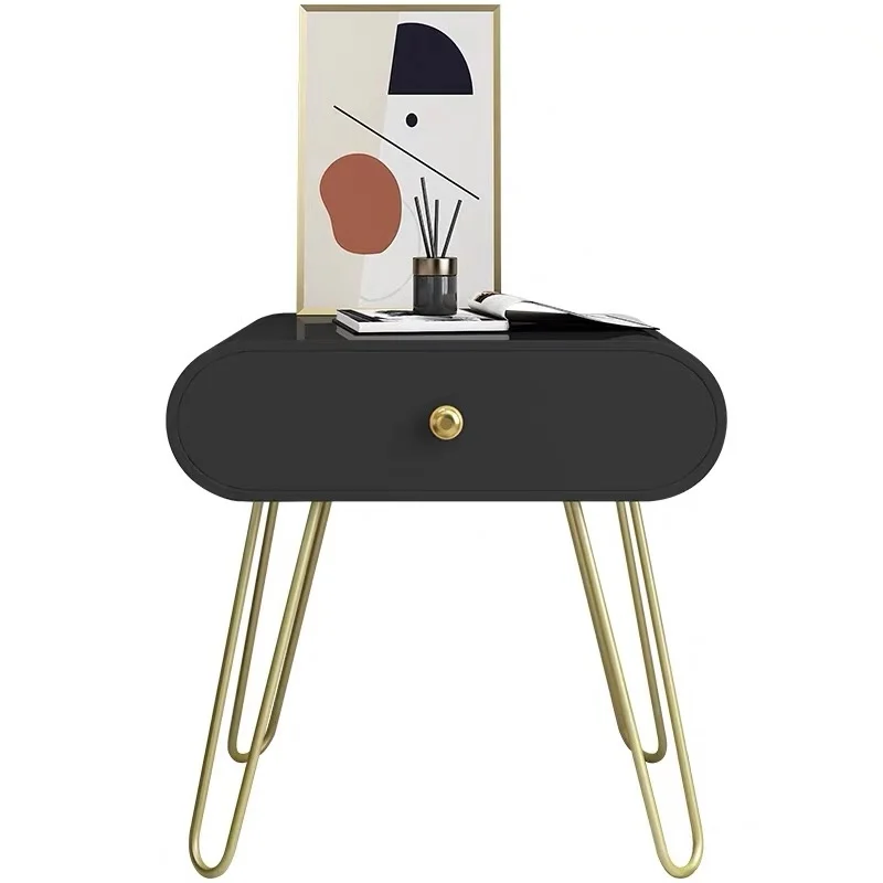 pink color small rectangular bedroom furniture iron stand nightstand