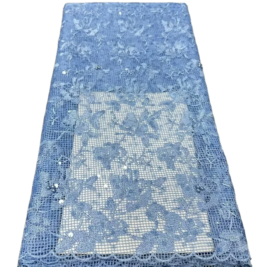 Wholesale french lace embroidered flowers designs beaded mesh lace sequins for dress