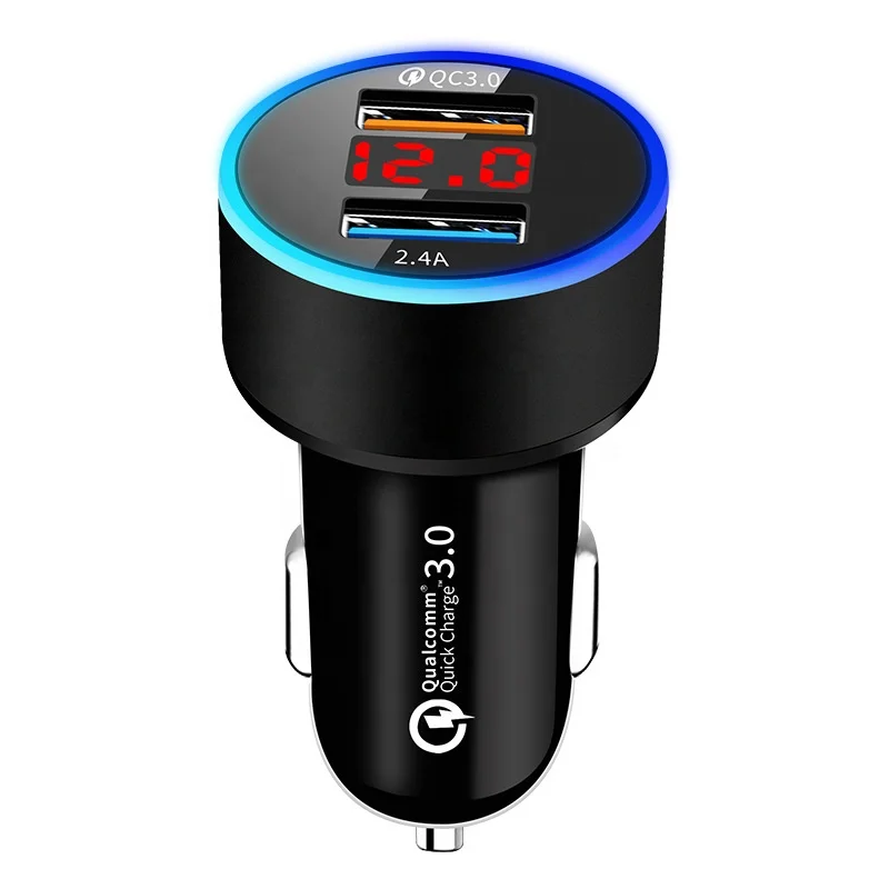 
Dropshipping Wholesale Cheap 3.1A Smart Fast Car Charger Adapter Dual USB Port 15W Mini USB Car Phone Charger With Led Display 