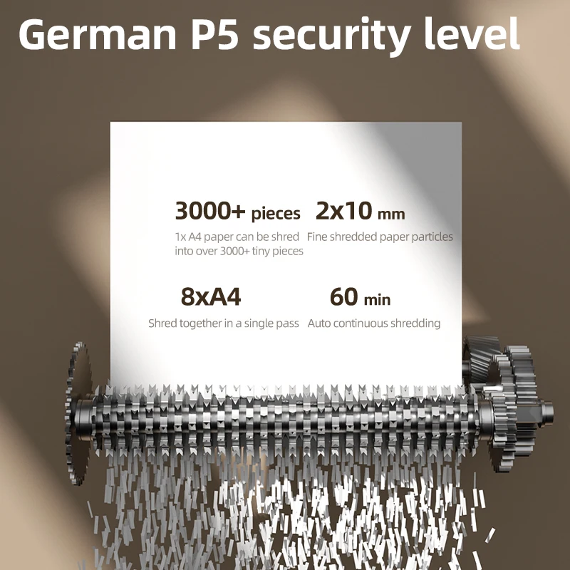 Deli ET081 4-Stage High-Power Electric Paper Shredder Household Commercial Desktop Document Granular Confidential-Card Shredding