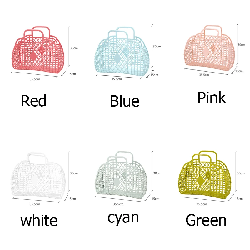 Wholesale Kid Girls Large Easter Basket Woman Summer Portable Vacation 2023 Plastic Pvc Fashion Beach Retro Jelly Basket Bag