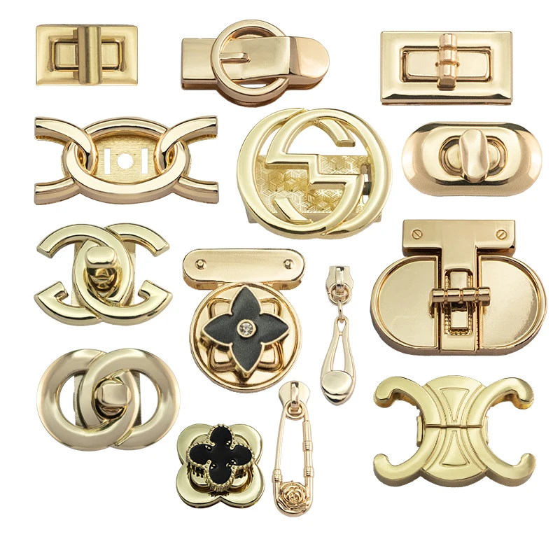 custom zinc alloy turn twist lock metal accessories decoration metal bag lock for handbag