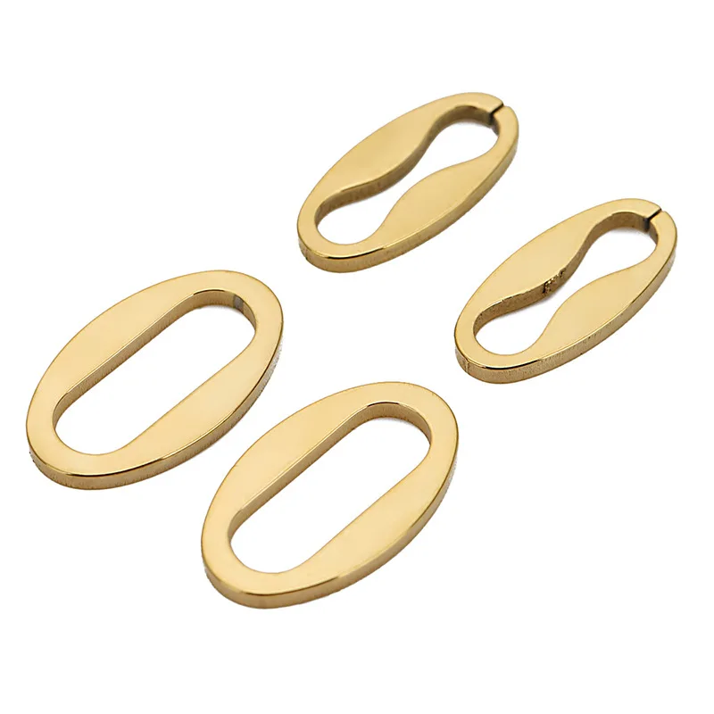 Stainless Steel Flat Wire Oval DIY Jewelry Ring 18k Vacuum Plated O-Ring Necklace Stud Earrings for jewelry findings