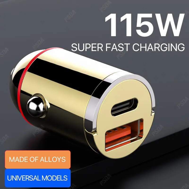 PSDA 115W Car Charger USB Type C Phone Charger PD QC3.0 For Phone  Honour 100W Huawei 66W Super Fast Charging Tablet