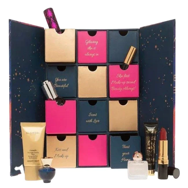 Custom logo surprise  jewlery box packaging paper Cosmetic chocolate candle Christmas advent calender calendar box 12 days