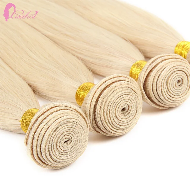LISAHOT Low Price Thin Weft Raw Remy Cuticle Aligned Straight Russian 613 Blonde Virgin Hair Bundle For Black Women