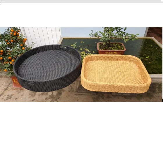 Woven Eco friendly decorative serving tea and coffee rattan tray with minimalist pattern design Ms. Krystal WA +84587176063