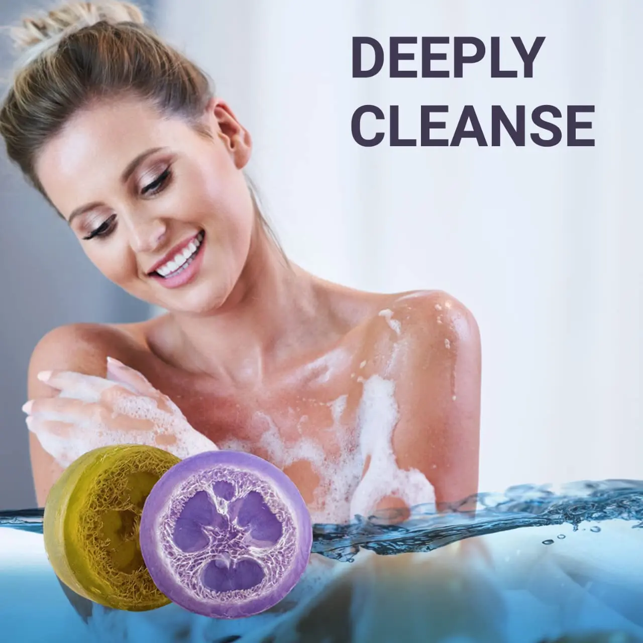 2in1 Aromatherapy Shower Kit of 8 Eucalyptus and Lavender Relaxation Bath Bombs Shower Steamers and Exfoliating Loofah Soaps