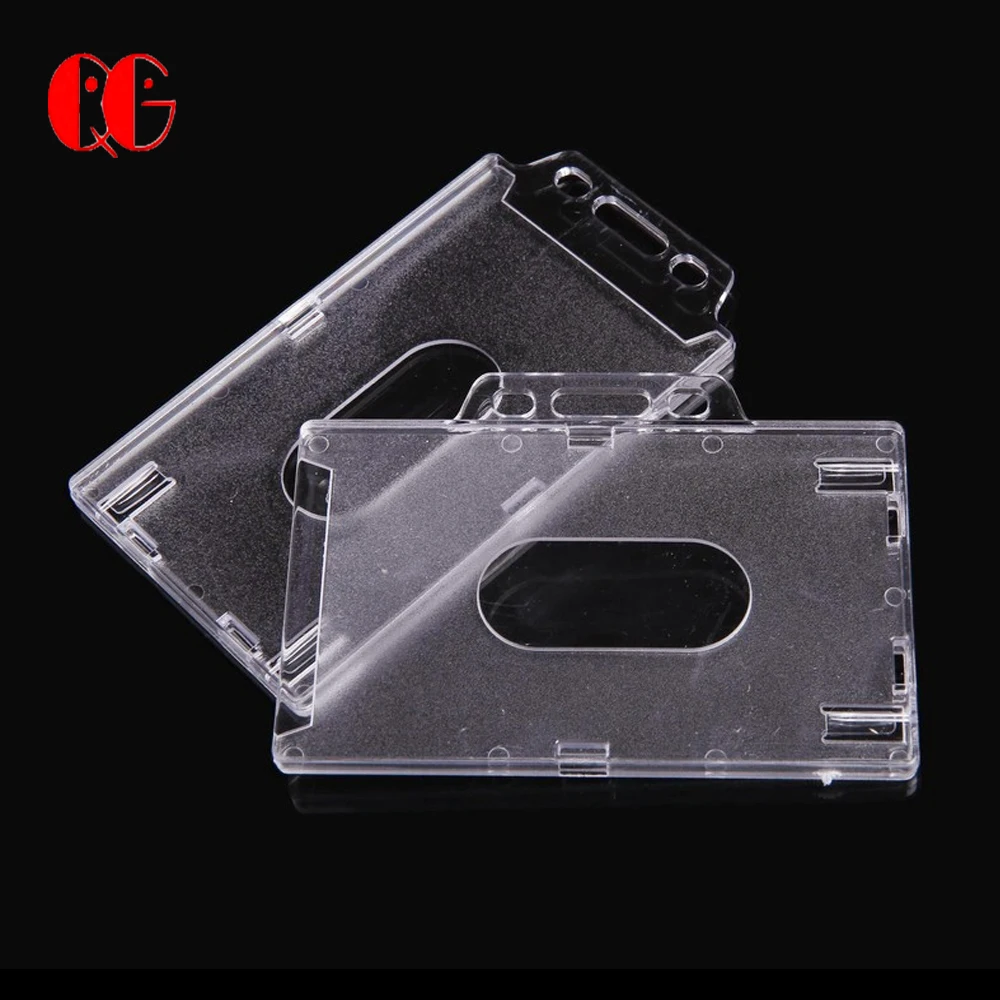 Design Office Supplies Clear Acrylic Hard Plastic Multi-useBadge Work ID Card Holder Protector Cover Case ID Card Holder
