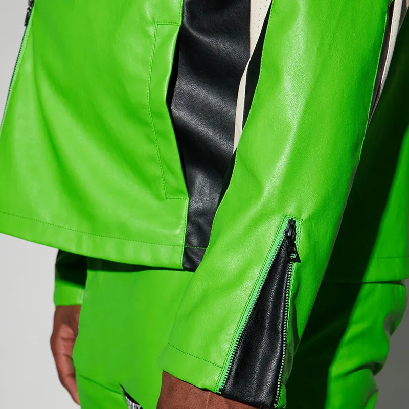 Custom design retro classic leather motorcycle jacket oem logo patch genuine leather racing jacket for men