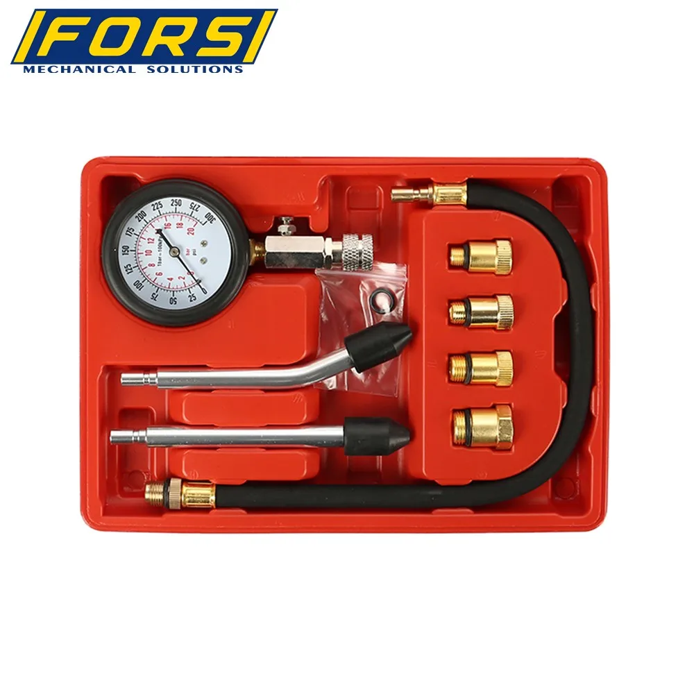 FORS Auto Petrol Gas Compression Tester Engine Cylinder Automobile Pressure Gauge Engine Compression Tester