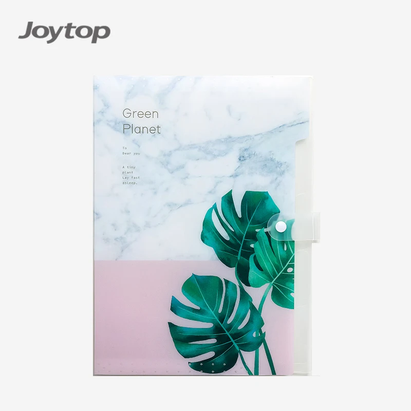  Joytop 6611 индивидуальная папка с зеленым растительным узором A4 PP 5 карманов расширяющаяся для файлов