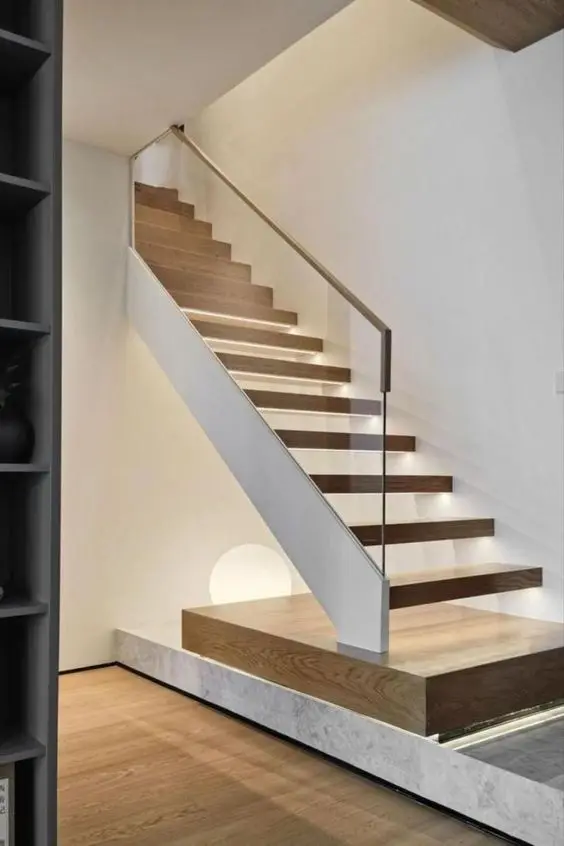 CBMmart Floating Stair carbon steel mono beam beech/oak wood tread stairs indoor/staircase design for houses