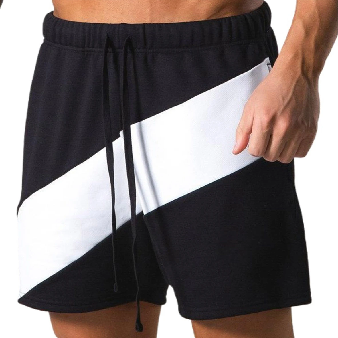 New Arrive 2021 Fashion Drawstring Elastic Waist Color Block Casual Basketball Shorts Mens Cargo Short Pants Jogger Shorts