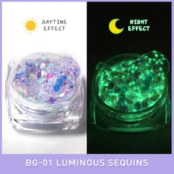 Luminous Nail Glitter Sequins 6 Colors Nail Art Stickers Shinning Colorful Confetti Manicure Tips Decorations For Nail Design