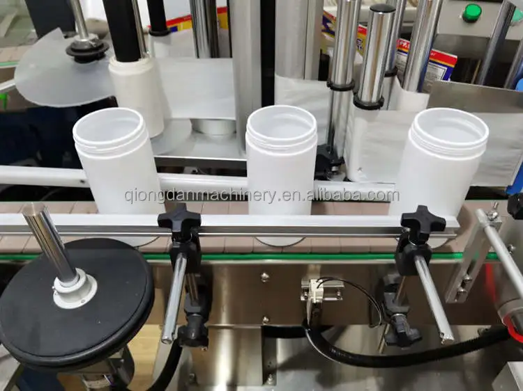 Automatic flat round Square Plastic Glass bottles adhesive sticker double side labeling machine price on sale packing line