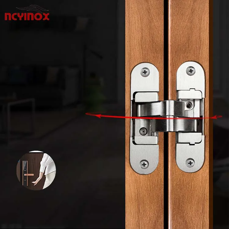 Heavy Duty Wood hidden cross hinge Zinc Alloy Mortise Mount Invisible Hidden Hinges