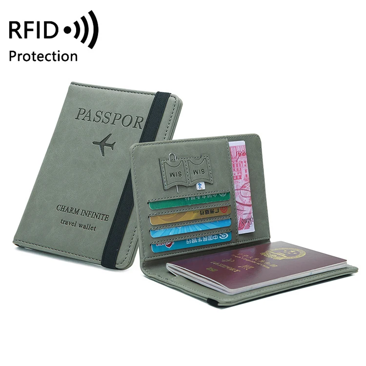 Hot Selling Rfid Blocking Pu Leather Passport Cover Multi Card Wallet Case Travel Passport Cover Holder