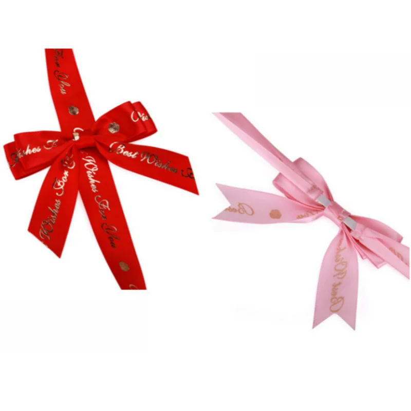 Cheap Factory Custom Size Satin Bows Pre tied Gift Ribbon Bow With Elastic Loop