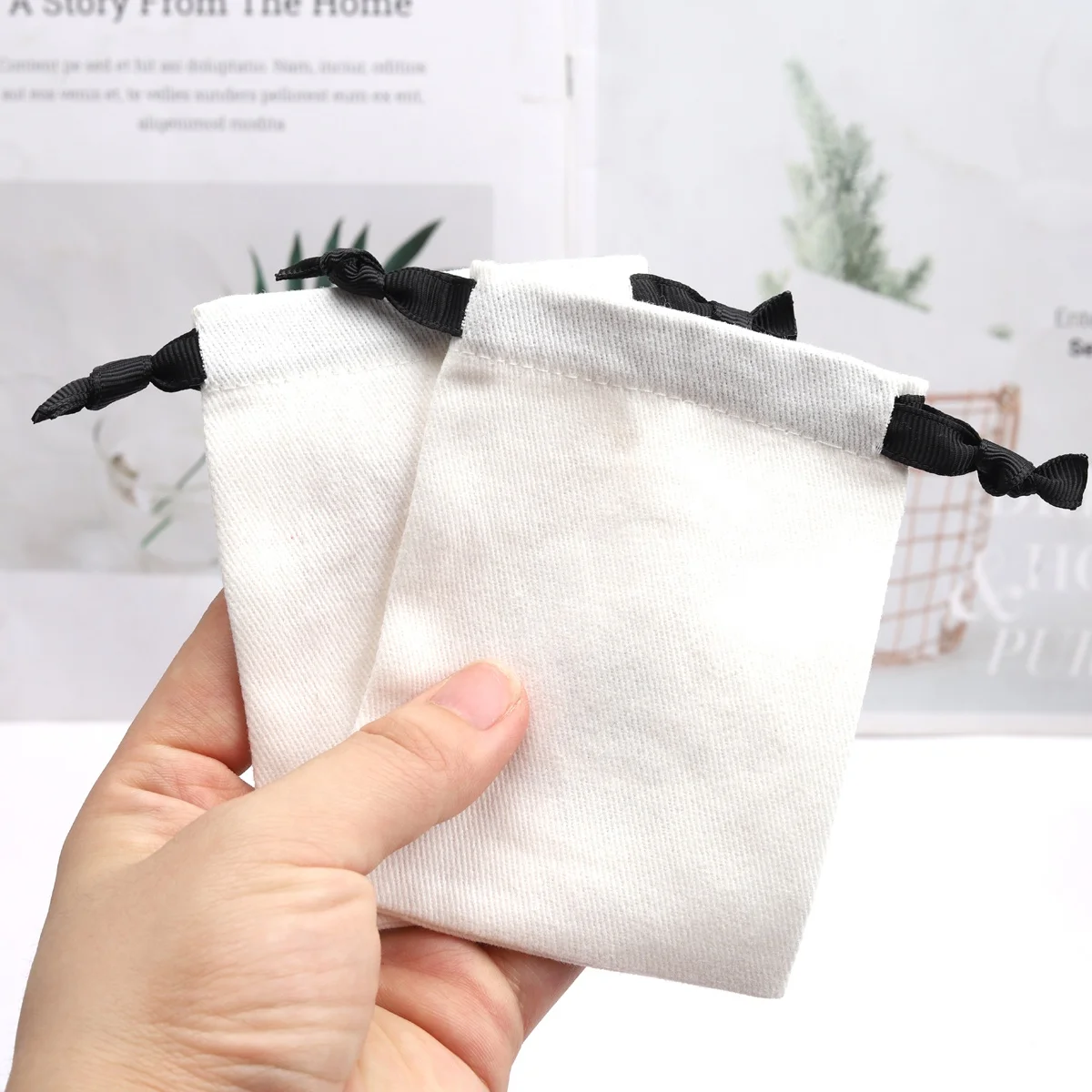 Hot Sale White Cotton Twill Pouch Drawstring Grocery Store Antique Sachet Packing Moisture Proof and Wear-Resistant Cotton Bag
