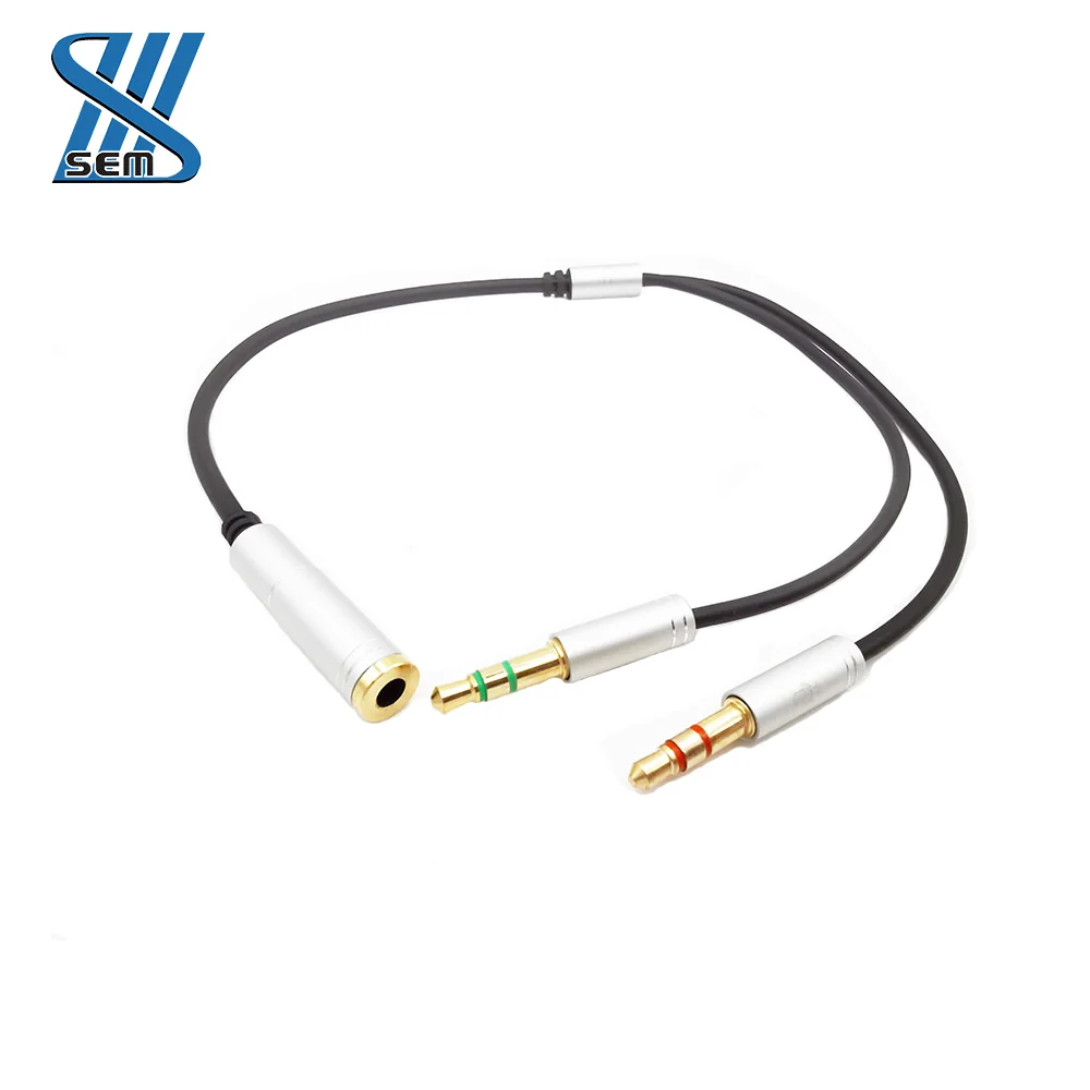 Audio 3.5mm 1 Female to 2 Male  One Divides Two Line Durable For Microphone Headset