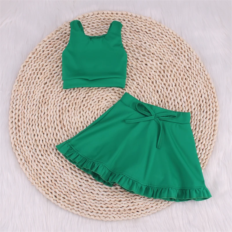 Panic Buying Children Sport Vest And Girls Kids Tennis Dress Yoga Set Kids Backless Boutique Workout Suit Baby Yoga Set