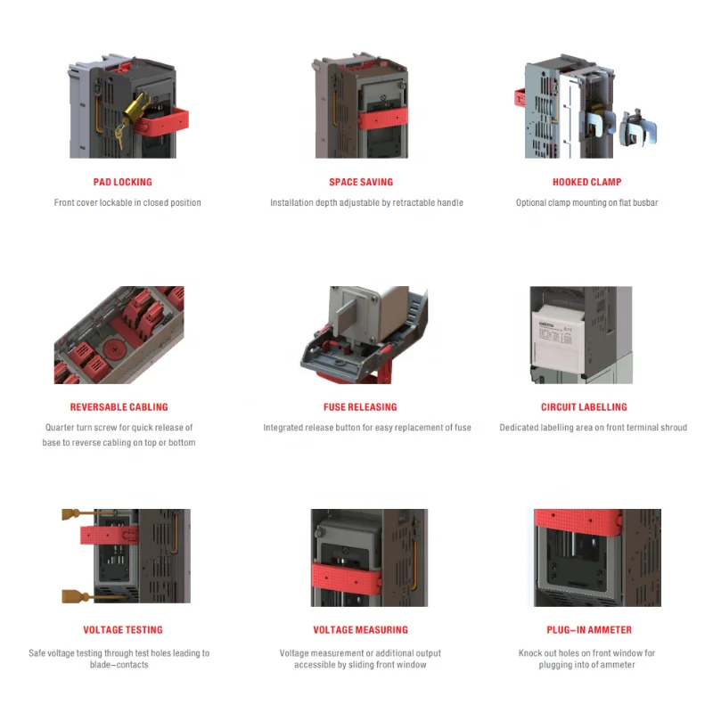 Vertical Design 400V 690V Fuse Switch Disconnectors 1 Pole 160A 250A 400A 630A 1000A NH Fuse Rail Disconnector for 185mm Busbar