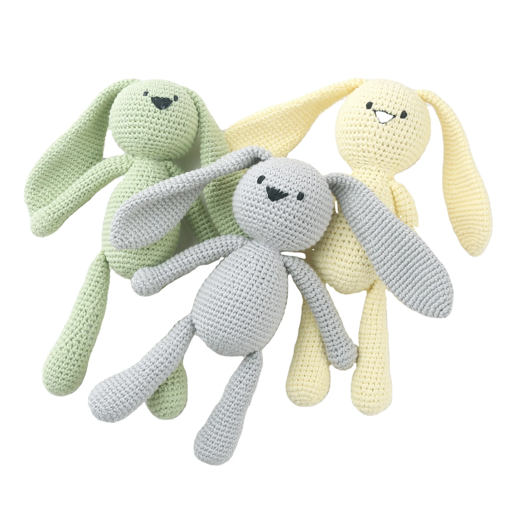 Baby Stuffed Animal Bunny Rabbit Handmade Plush Stuffed Animal Knitted Doll Baby Sleep Toy Newborn Gift Handmade colorful toy