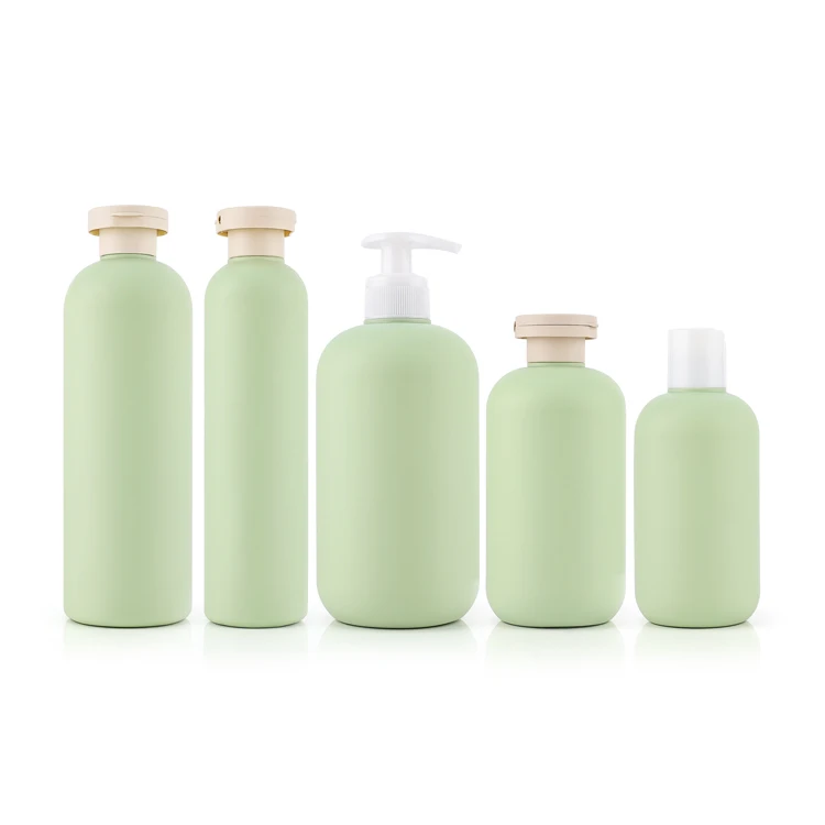 100ml 200ml 300ml 500ml cosmetic green frosted sunscreen squeeze shower gel body wash shampoo lotion pump hdpe plastic bottle