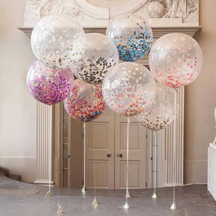 Wholesale market birthday decor sequin confetti transparent latex wedding