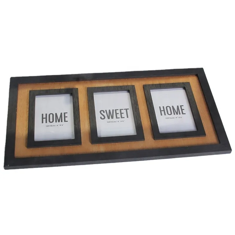 
Three Opening Collage Wooden Wall Photo Frame For Home Decoration 