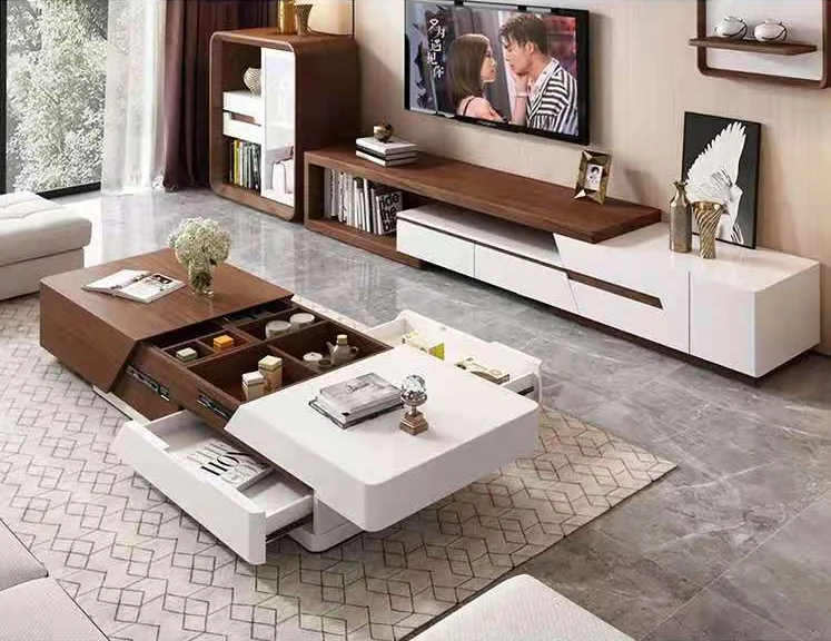 Italian Luxury Design Modern New Model Wood Space Saving Folding Lift Top Adjustable Tea Coffee Tables Living Room Furniture
