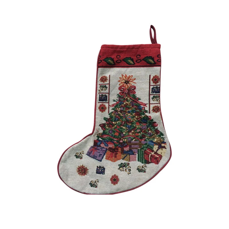 
Fashaion kinds of beautiful designs personalize polyester linen Christmas stocking 