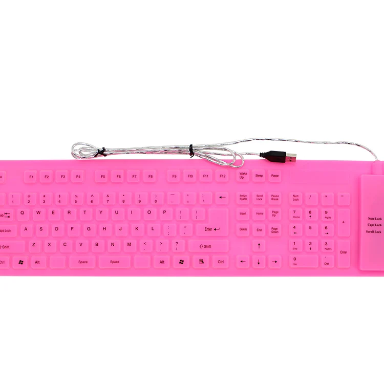 silicone keyboard 109 wired usb washable waterproof and dustproof flexible silicone keyboard for pc/desktop
